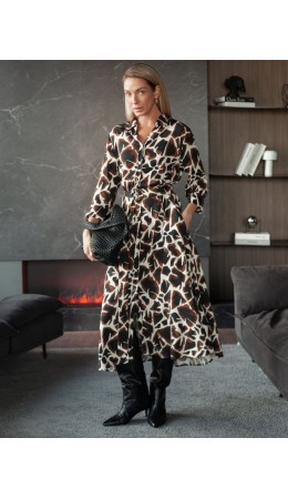 Платье женское бежевый-коричневый