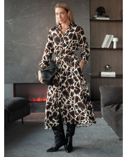 Платье женское бежевый-коричневый