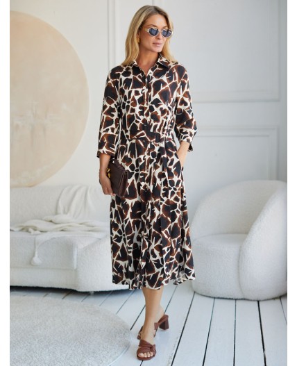 Платье женское бежевый-коричневый