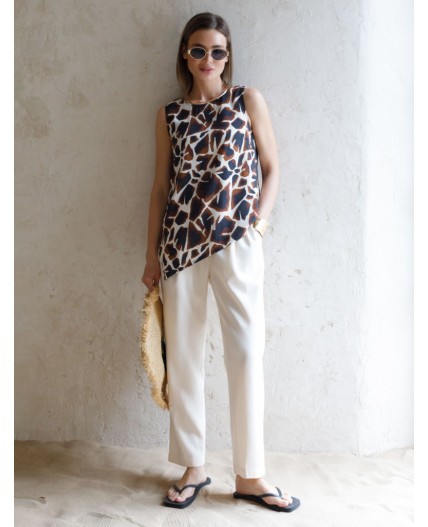 Топ женский бежевый-коричневый