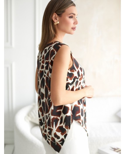 Топ женский бежевый-коричневый