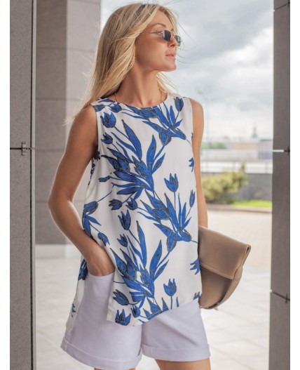 Топ женский синий-белый