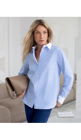 Блузка женская голубой-белый