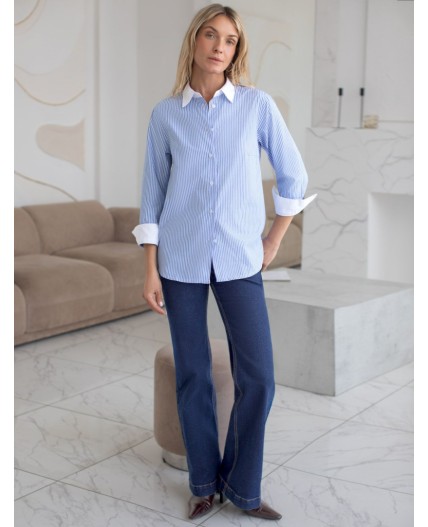 Блузка женская голубой-белый