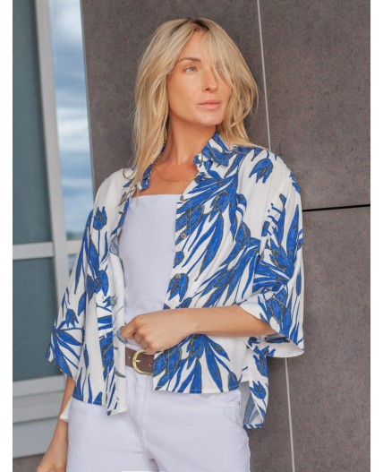 Блузка женская синий-белый