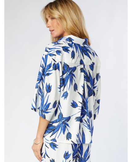 Блузка женская синий-белый
