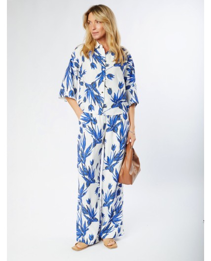 Блузка женская синий-белый