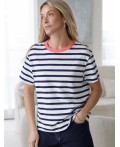 Футболка женская белый-т.синий полоса