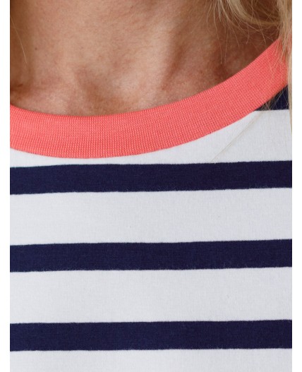 Футболка женская белый-т.синий полоса