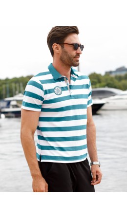 Футболка мужская морская волна-белый