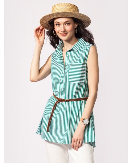 Блузка женская белый-зеленый