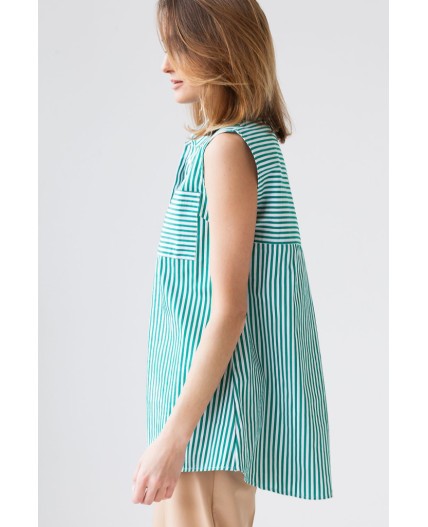 Блузка женская белый-зеленый