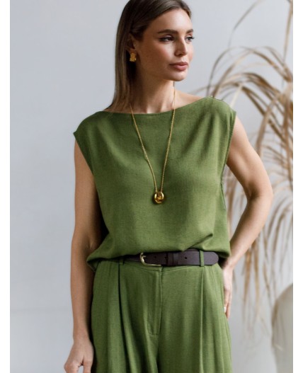 Топ женский натуральный зеленый