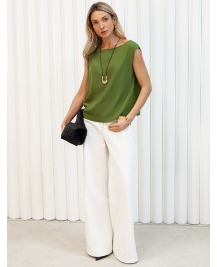 Топ женский натуральный зеленый