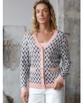 Кардиган женский кофейный-белый