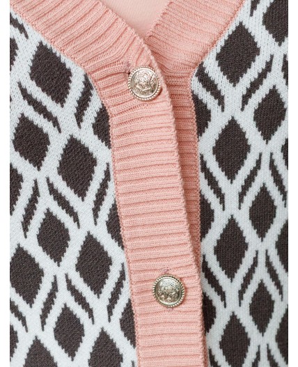 Кардиган женский кофейный-белый