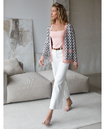 Кардиган женский кофейный-белый