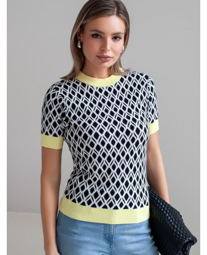 Джемпер женский белый-черный