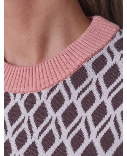 Джемпер женский кофейный-белый