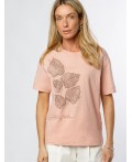 Футболка женская пудровый_листья