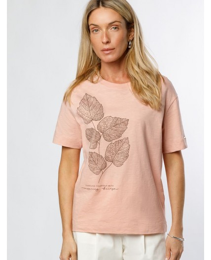 Футболка женская пудровый_листья