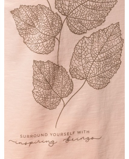Футболка женская пудровый_листья