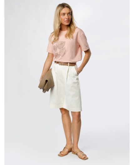 Футболка женская пудровый_листья