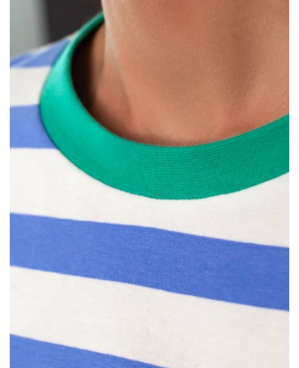 Футболка женская белый-васильковый