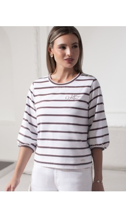 Джемпер женский белый-кофе