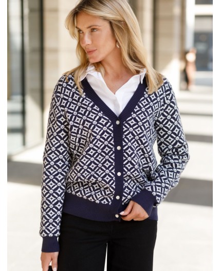 Кардиган женский синий-белый