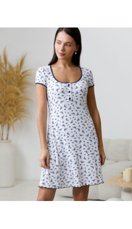 Платье женское белый-т.синий цветы