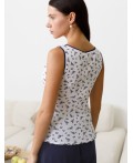 Топ женский белый-т.синий цветы