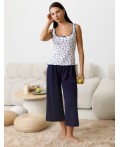 Топ женский белый-т.синий цветы
