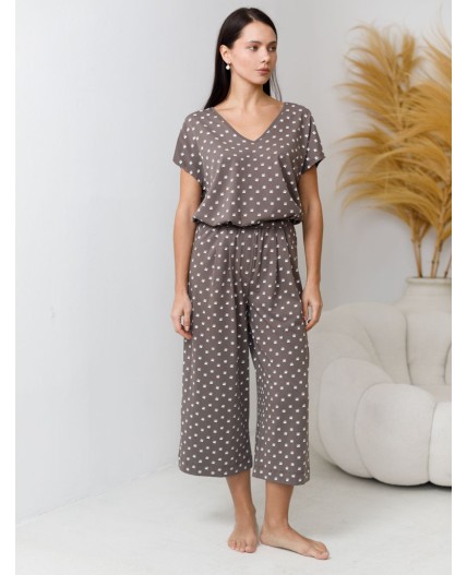 Брюки женские кофе-белый лапы