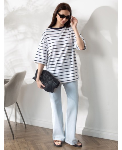 Футболка женская белый-синий