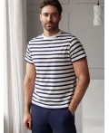 Футболка мужская белый-т.синий полоса