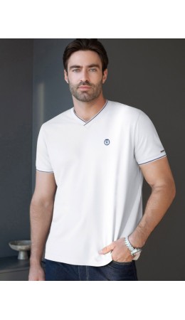 Футболка мужская белый с полосой