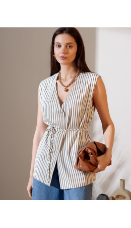 Жилет женский молочный-синий