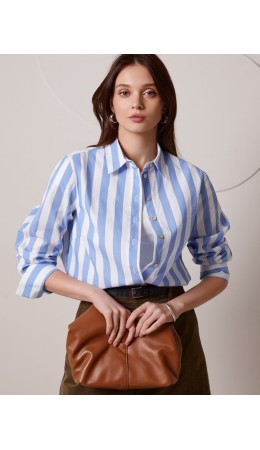 Блузка женская белый-голубой