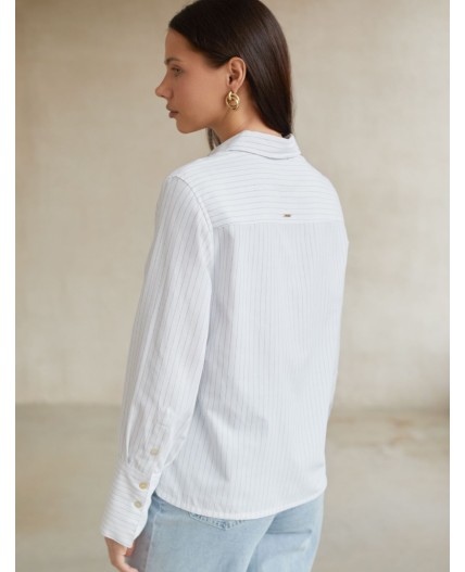 Блузка женская белый-синий