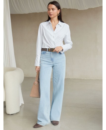 Блузка женская белый-синий