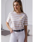 Футболка женская белый-бежевый_go for it