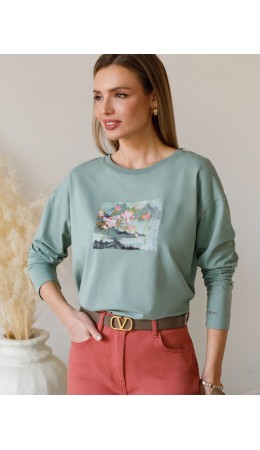 Джемпер женский св.оливковый_пейзаж