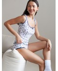 Трусы женские белый-т.синий цветы