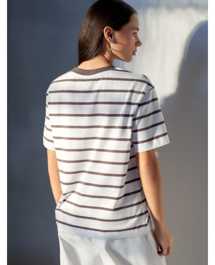 Футболка женская белый-кофе