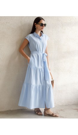 Платье женское голубой-белый
