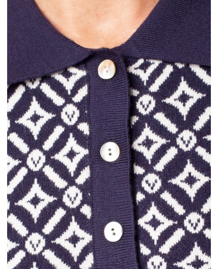 Платье вязаное женское синий-белый