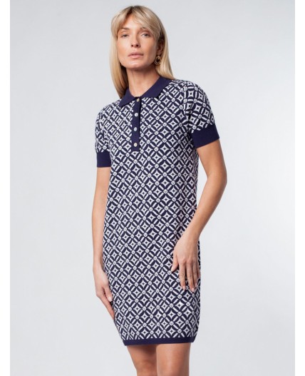 Платье вязаное женское синий-белый