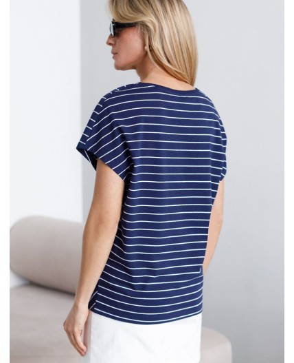 Футболка женская т.синий-белый