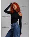 Боди с вырезом под палец Хенд черный